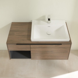 Тумба під раковину Villeroy & Boch Subway 3.0 100х42,3 см ДСП/алюміній дуб аризона/чорний вулкан C57101VH