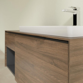Тумба під раковину Villeroy & Boch Subway 3.0 100х42,3 см ДСП/алюміній дуб аризона/чорний вулкан C57101VH
