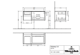 Тумба под раковину Villeroy & Boch Subway 3.0 100х42,3 см ДСП/алюминий дуб северный/черный вулкан C57101VJ