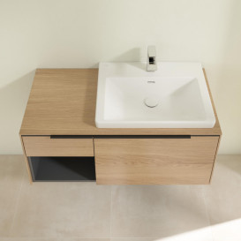 Тумба под раковину Villeroy & Boch Subway 3.0 100х42,3 см ДСП/алюминий дуб северный/черный вулкан C57101VJ