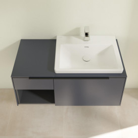 Тумба под раковину Villeroy & Boch Subway 3.0 100х42,3 см ДСП/алюминий морской синий/черный вулкан C57101VQ