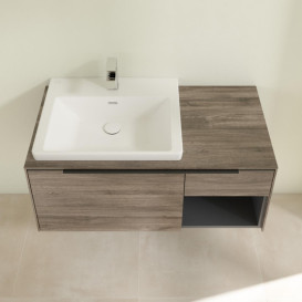 Тумба під раковину Villeroy & Boch Subway 3.0 100х42,3 см ДСП/алюміній дуб кам'яний/чорний вулкан C57201RK