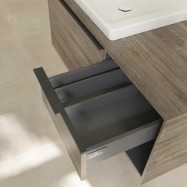 Тумба під раковину Villeroy & Boch Subway 3.0 100х42,3 см ДСП/алюміній дуб кам'яний/чорний вулкан C57201RK