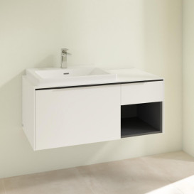 Тумба під раковину Villeroy & Boch Subway 3.0 100х42,3 см ДСП/алюміній чистий білий/чорний вулкан C57201VF