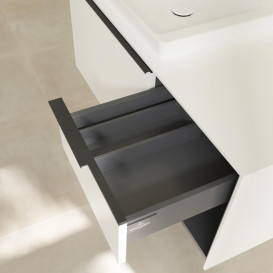 Тумба під раковину Villeroy & Boch Subway 3.0 100х42,3 см ДСП/алюміній чистий білий/чорний вулкан C57201VF