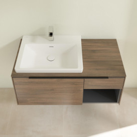 Тумба під раковину Villeroy & Boch Subway 3.0 100х42,3 см ДСП/алюміній дуб аризона/чорний вулкан C57201VH