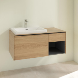 Тумба под раковину Villeroy & Boch Subway 3.0 100х42,3 см ДСП/алюминий дуб северный/черный вулкан C57201VJ