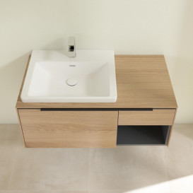 Тумба под раковину Villeroy & Boch Subway 3.0 100х42,3 см ДСП/алюминий дуб северный/черный вулкан C57201VJ