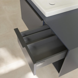 Тумба под раковину Villeroy & Boch Subway 3.0 100х42,3 см ДСП/алюминий морской синий/черный вулкан C57201VQ