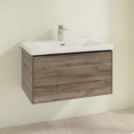 Тумба под раковину Villeroy & Boch Subway 3.0 77,2х42,9 см ДСП/алюминий дуб каменный/черный вулкан C57301RK