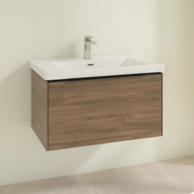 Тумба під раковину Villeroy & Boch Subway 3.0 77,2х42,9 см ДСП/алюміній дуб аризона/чорний вулкан C57301VH