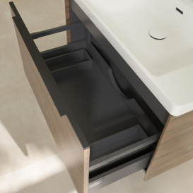 Тумба під раковину Villeroy & Boch Subway 3.0 77,2х42,9 см ДСП/алюміній дуб аризона/чорний вулкан C57301VH