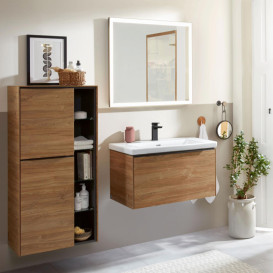 Тумба під раковину Villeroy & Boch Subway 3.0 77,2х42,9 см ДСП/алюміній дуб аризона/чорний вулкан C57301VH