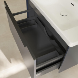 Тумба под раковину Villeroy & Boch Subway 3.0 77,2х42,9 см ДСП/алюминий морской синий/черный вулкан C57301VQ