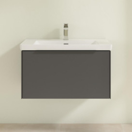 Тумба під раковину Villeroy & Boch Subway 3.0 77,2х42,9 см ДСП/алюміній графіт/монохром C57302VR