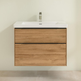 Тумба под раковину Villeroy & Boch Subway 3.0 77,2х57,6 см ДСП/алюминий дуб канзас/черный вулкан C57401RH