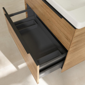 Тумба под раковину Villeroy & Boch Subway 3.0 77,2х57,6 см ДСП/алюминий дуб канзас/черный вулкан C57401RH