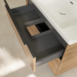 Тумба под раковину Villeroy & Boch Subway 3.0 77,2х57,6 см ДСП/алюминий дуб канзас/черный вулкан C57401RH