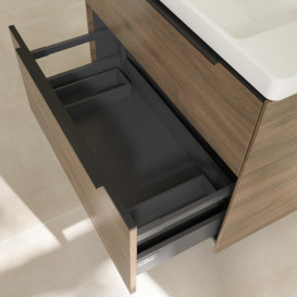 Тумба под раковину Villeroy & Boch Subway 3.0 77,2х57,6 см ДСП/алюминий дуб каменный/черный вулкан C57401RK