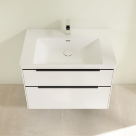 Тумба под раковину Villeroy & Boch Subway 3.0 77,2х57,6 см ДСП/алюминий белый бриллиант/черный вулкан C57401VE