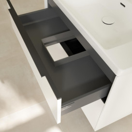 Тумба під раковину Villeroy & Boch Subway 3.0 77,2х57,6 см ДСП/алюміній чистий білий/чорний вулкан C57401VF