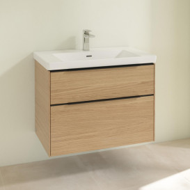 Тумба под раковину Villeroy & Boch Subway 3.0 77,2х57,6 см ДСП/алюминий дуб северный/черный вулкан C57401VJ