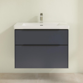Тумба под раковину Villeroy & Boch Subway 3.0 77,2х57,6 см ДСП/алюминий морской синий/черный вулкан C57401VQ