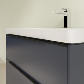 Тумба под раковину Villeroy & Boch Subway 3.0 77,2х57,6 см ДСП/алюминий морской синий/черный вулкан C57401VQ