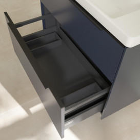 Тумба под раковину Villeroy & Boch Subway 3.0 77,2х57,6 см ДСП/алюминий морской синий/черный вулкан C57401VQ