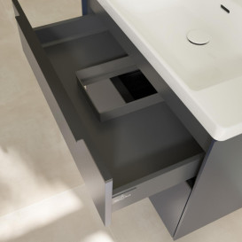 Тумба под раковину Villeroy & Boch Subway 3.0 77,2х57,6 см ДСП/алюминий морской синий/черный вулкан C57401VQ