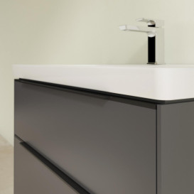 Тумба под раковину Villeroy & Boch Subway 3.0 77,2х57,6 см ДСП/алюминий графит/черный вулкан C57401VR