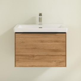 Тумба под раковину Villeroy & Boch Subway 3.0 62,2х42,9 см ДСП/алюминий дуб канзас/черный вулкан C57501RH