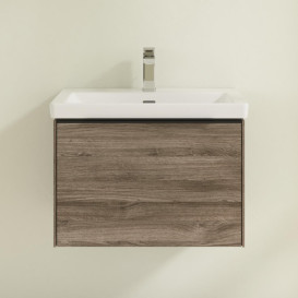 Тумба под раковину Villeroy & Boch Subway 3.0 62,2х42,9 см ДСП/алюминий дуб каменный/черный вулкан C57501RK