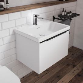 Тумба под раковину Villeroy & Boch Subway 3.0 62,2х42,9 см ДСП/алюминий белый бриллиант/черный вулкан C57501VE