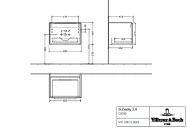 Тумба под раковину Villeroy & Boch Subway 3.0 62,2х42,9 см ДСП/алюминий черный вулкан/черный вулкан C57501VL