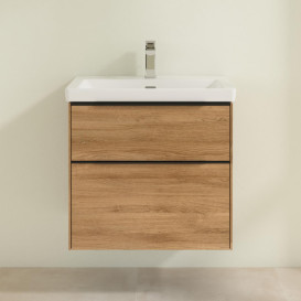 Тумба під раковину Villeroy & Boch Subway 3.0 62,2х57,6 см ДСП/алюміній дуб канзас/чорний вулкан C57601RH