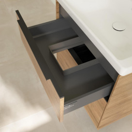 Тумба під раковину Villeroy & Boch Subway 3.0 62,2х57,6 см ДСП/алюміній дуб канзас/чорний вулкан C57601RH