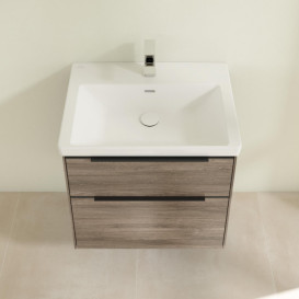 Тумба під раковину Villeroy & Boch Subway 3.0 62,2х57,6 см ДСП/алюміній дуб кам'яний/чорний вулкан C57601RK