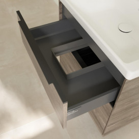 Тумба під раковину Villeroy & Boch Subway 3.0 62,2х57,6 см ДСП/алюміній дуб кам'яний/чорний вулкан C57601RK