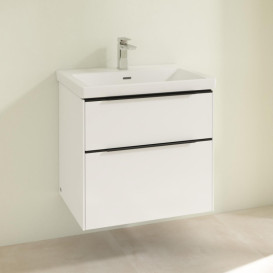 Тумба під раковину Villeroy & Boch Subway 3.0 62,2х57,6 см ДСП/алюміній білий діамант/чорний вулкан C57601VE