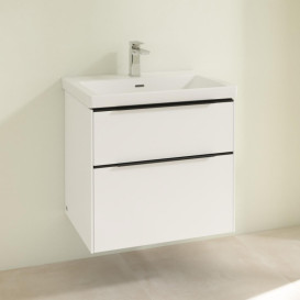 Тумба под раковину Villeroy & Boch Subway 3.0 62,2х57,6 см ДСП/алюминий чистый белый/черный вулкан C57601VF