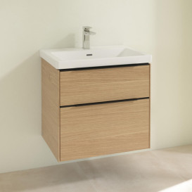 Тумба под раковину Villeroy & Boch Subway 3.0 62,2х57,6 см ДСП/алюминий дуб северный/черный вулкан C57601VJ