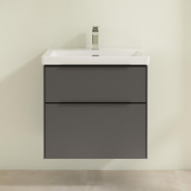 Тумба под раковину Villeroy & Boch Subway 3.0 62,2х57,6 см ДСП/алюминий графит/черный вулкан C57601VR