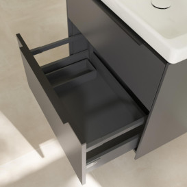 Тумба под раковину Villeroy & Boch Subway 3.0 62,2х57,6 см ДСП/алюминий графит/черный вулкан C57601VR