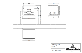 Тумба под раковину Villeroy & Boch Subway 3.0 57,2х42,9 см ДСП/алюминий графит C57700VR