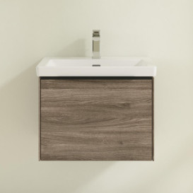 Тумба під раковину Villeroy & Boch Subway 3.0 57,2х42,9 см ДСП/алюміній дуб кам'яний/чорний вулкан C57701RK