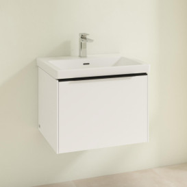 Тумба под раковину Villeroy & Boch Subway 3.0 57,2х42,9 см ДСП/алюминий чистый белый/черный вулкан C57701VF