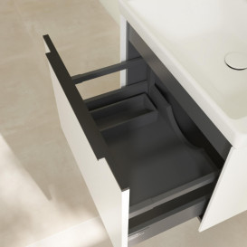 Тумба под раковину Villeroy & Boch Subway 3.0 57,2х42,9 см ДСП/алюминий чистый белый/черный вулкан C57701VF