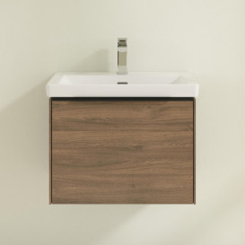 Тумба под раковину Villeroy & Boch Subway 3.0 57,2х42,9 см ДСП/алюминий дуб аризона/черный вулкан C57701VH