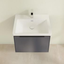 Тумба под раковину Villeroy & Boch Subway 3.0 57,2х42,9 см ДСП/алюминий морской синий/черный вулкан C57701VQ